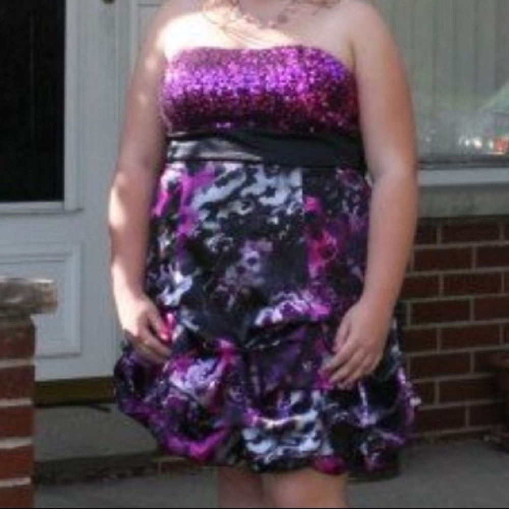 Black Pink Multicolored Homecoming Dress